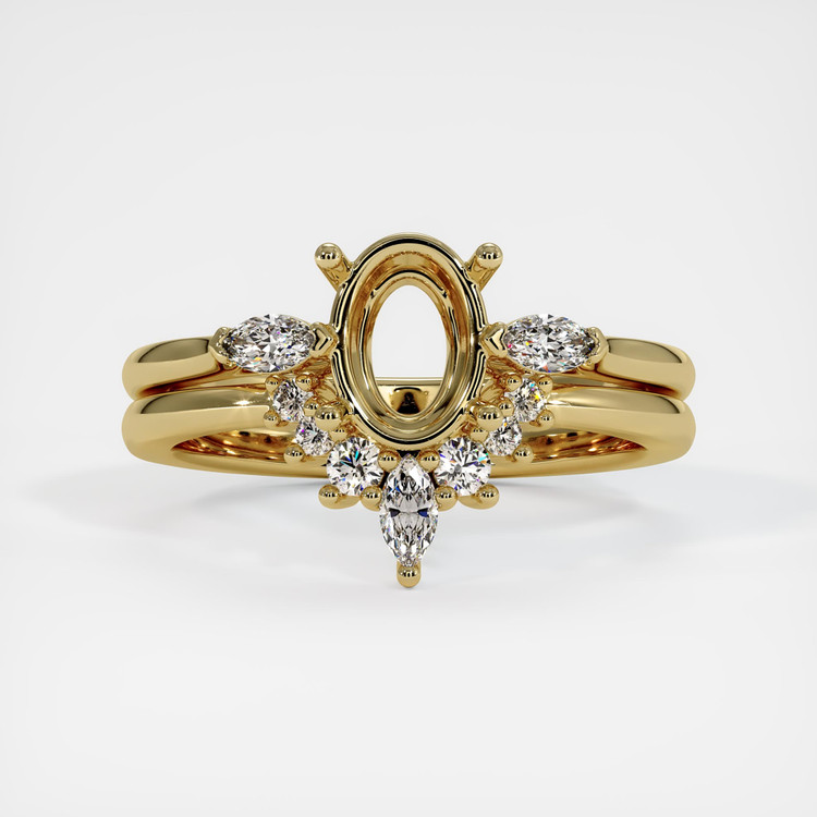 18K Yellow Gold Three Stone Ring Setting