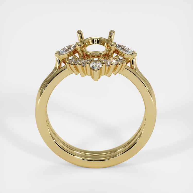 18K Yellow Gold Three Stone Ring Setting