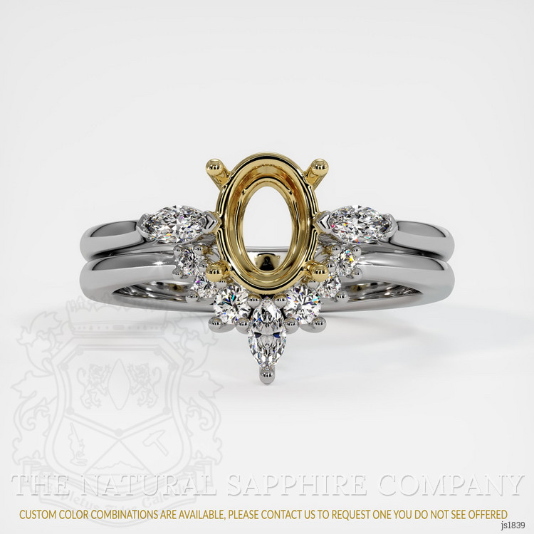 14K Yellow & White Three Stone Ring Setting