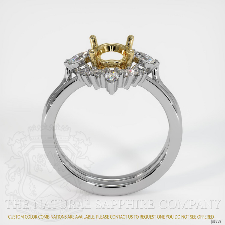 14K Yellow & White Three Stone Ring Setting