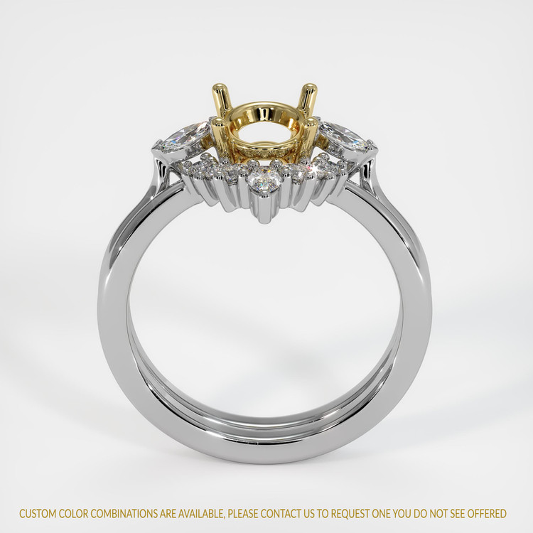 14K Yellow & White Three Stone Ring Setting