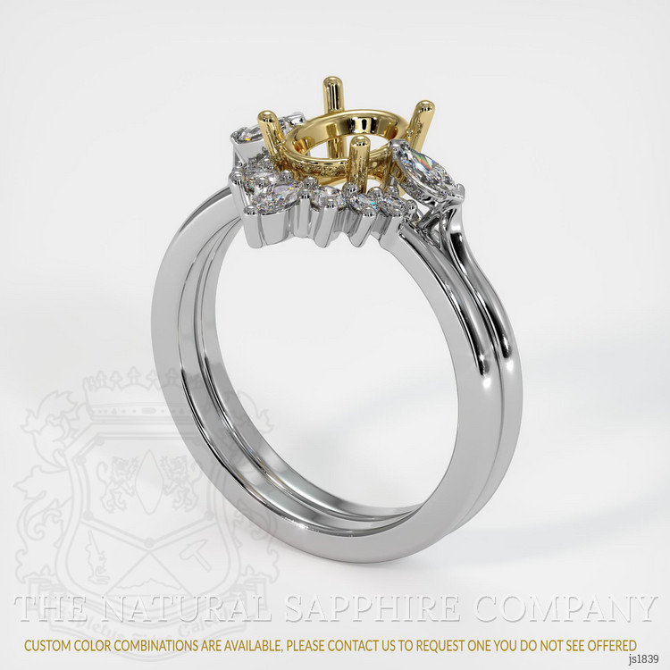 18K Yellow & White Three Stone Ring Setting