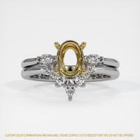 18K Yellow & White Three Stone Ring Setting Image