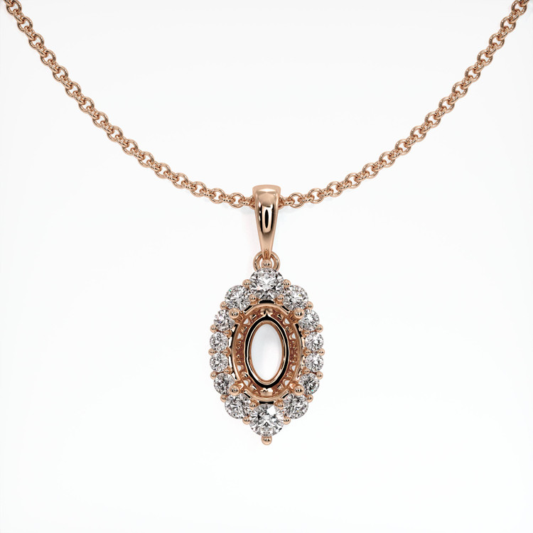 14K Rose Gold Halo Pendant Setting