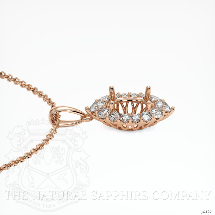 14K Rose Gold Halo Pendant Setting