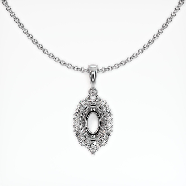 14K White Gold Halo Pendant Setting