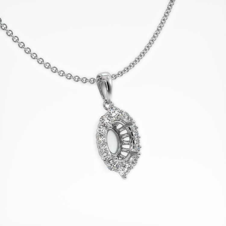 14K White Gold Halo Pendant Setting