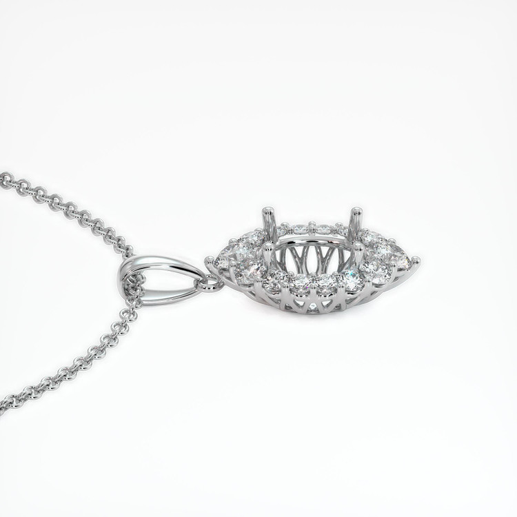 14K White Gold Halo Pendant Setting