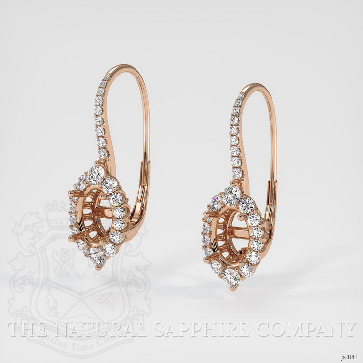 14K Rose Gold Halo Earring Setting
