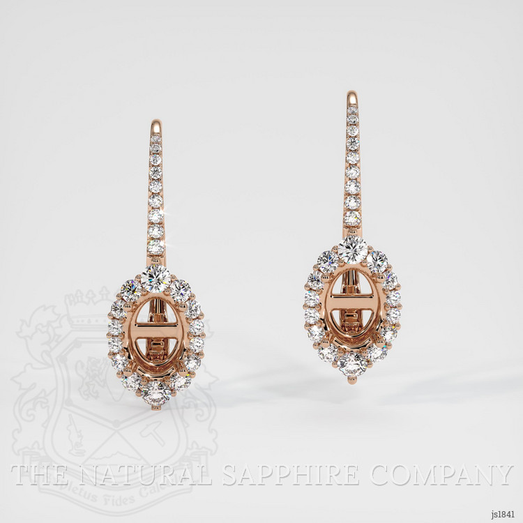 14K Rose Gold Halo Earring Setting