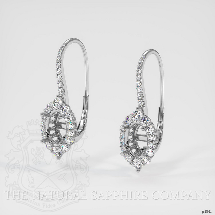 14K White Gold Halo Earring Setting