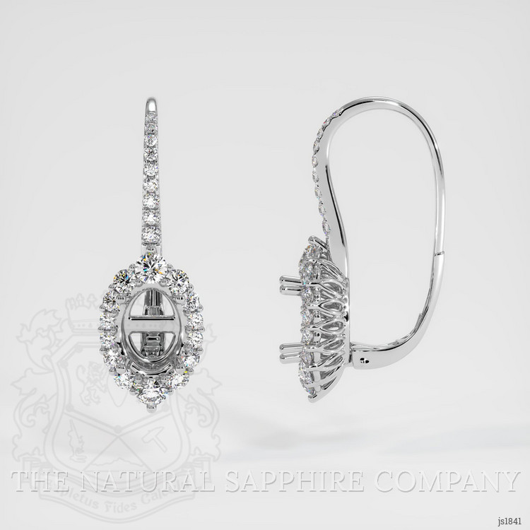 14K White Gold Halo Earring Setting