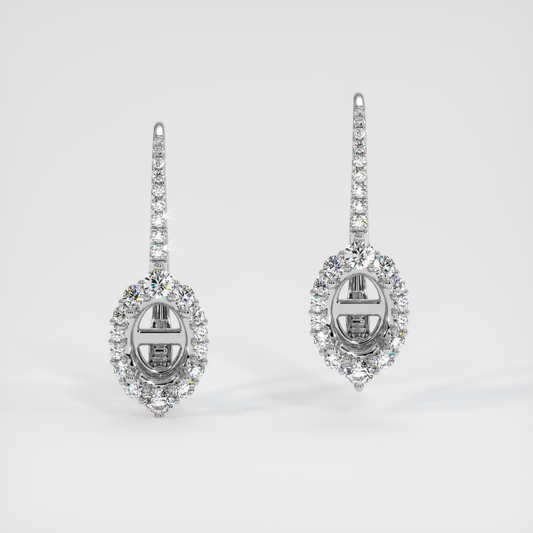 14K White Gold Halo Earring Setting
