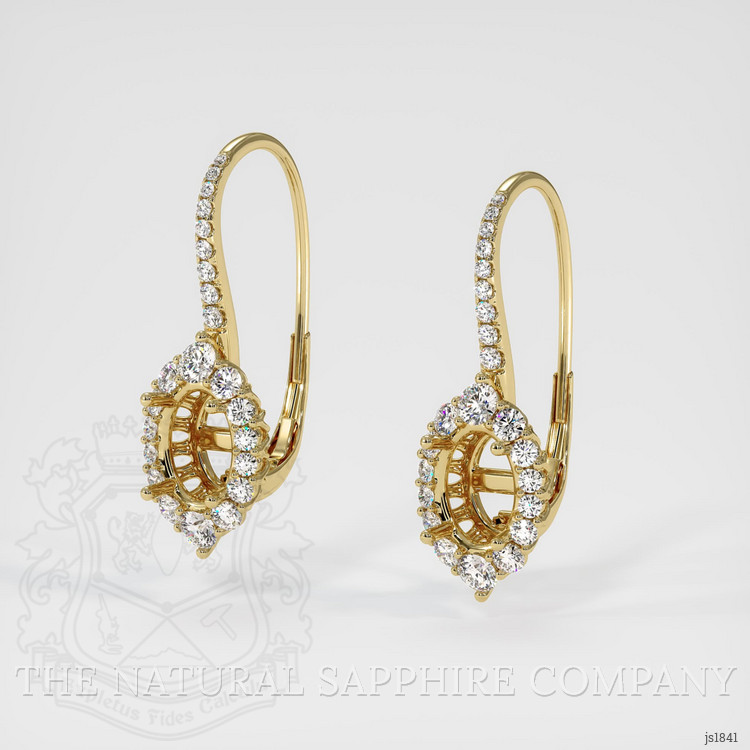18K Yellow Gold Halo Earring Setting