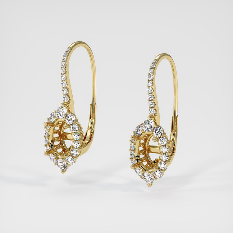 18K Yellow Gold Halo Earring Setting