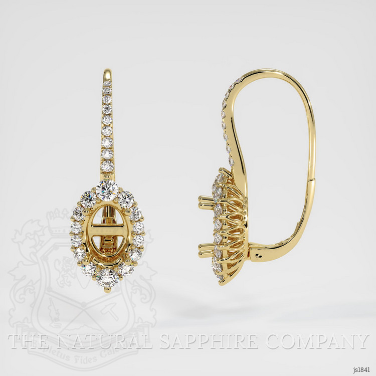 18K Yellow Gold Halo Earring Setting