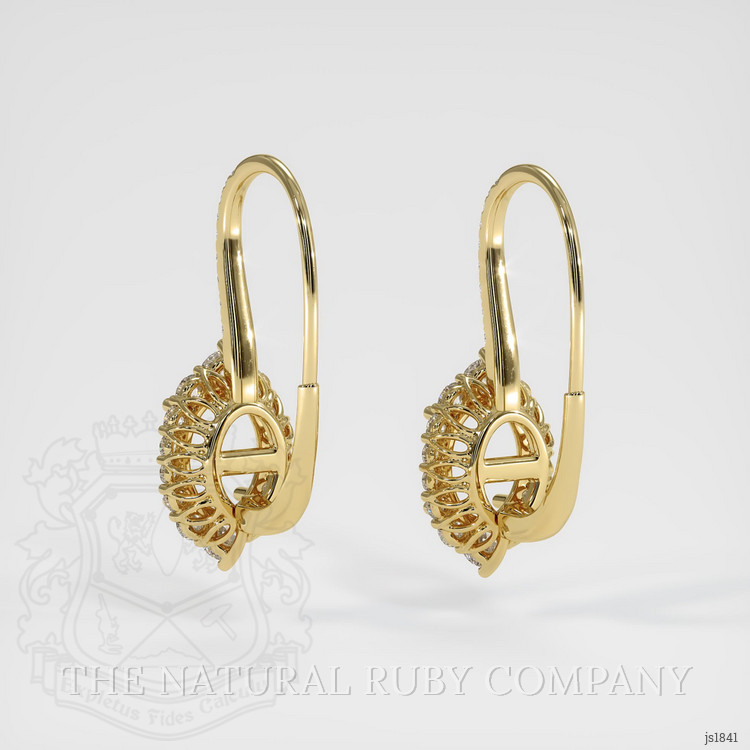 18K Yellow Gold Halo Earring Setting