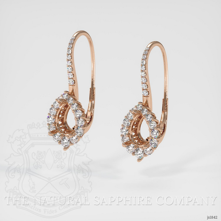 14K Rose Gold Halo Earring Setting