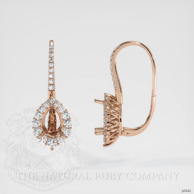 14K Rose Gold Halo Earring Setting