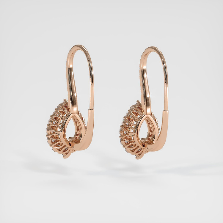 14K Rose Gold Halo Earring Setting