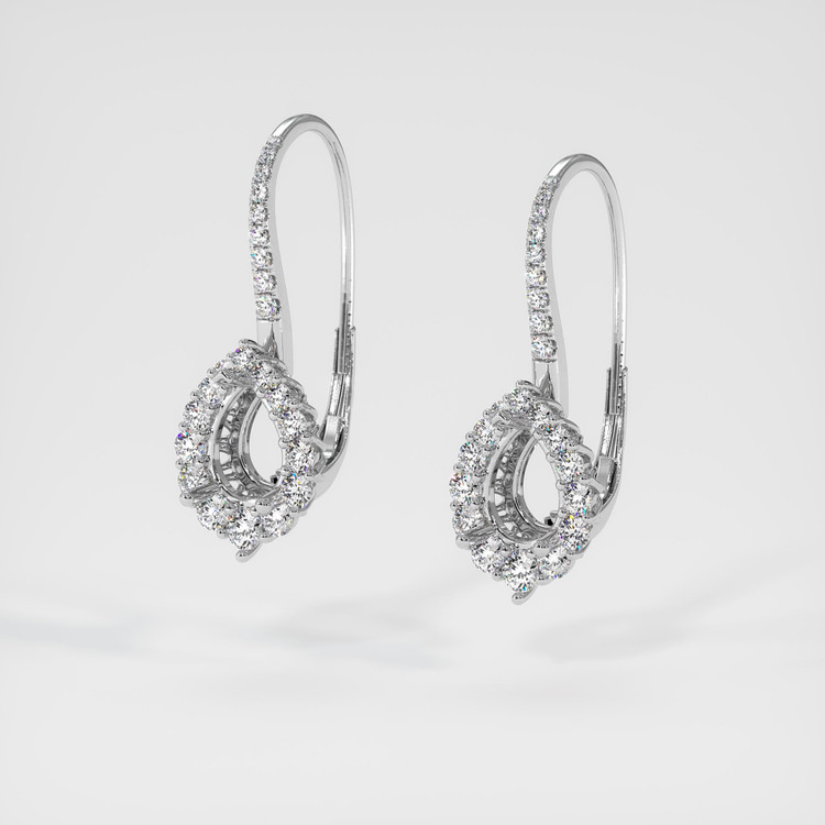 14K White Gold Halo Earring Setting