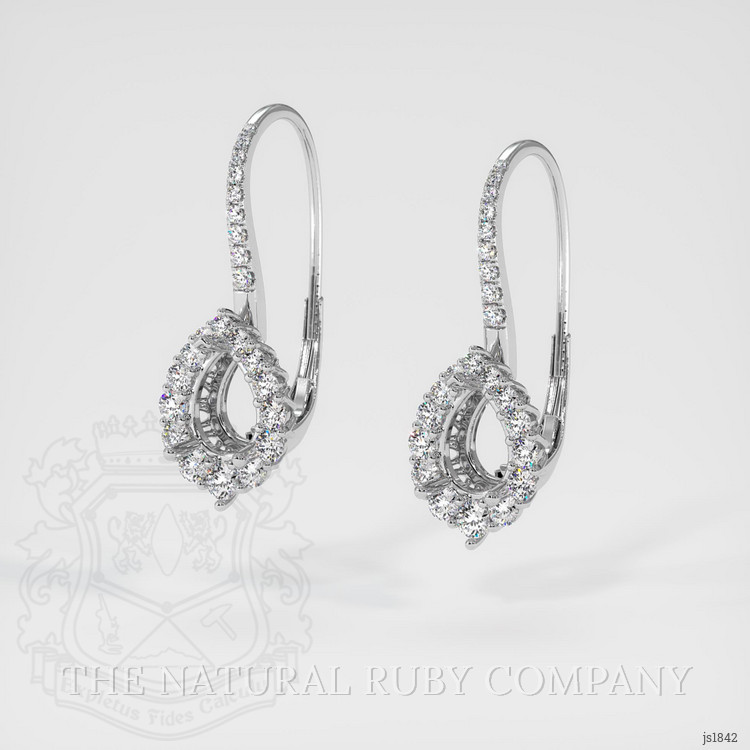 14K White Gold Halo Earring Setting