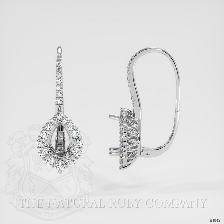 14K White Gold Halo Earring Setting