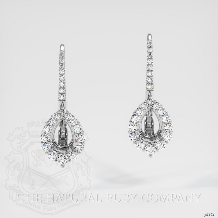 14K White Gold Halo Earring Setting