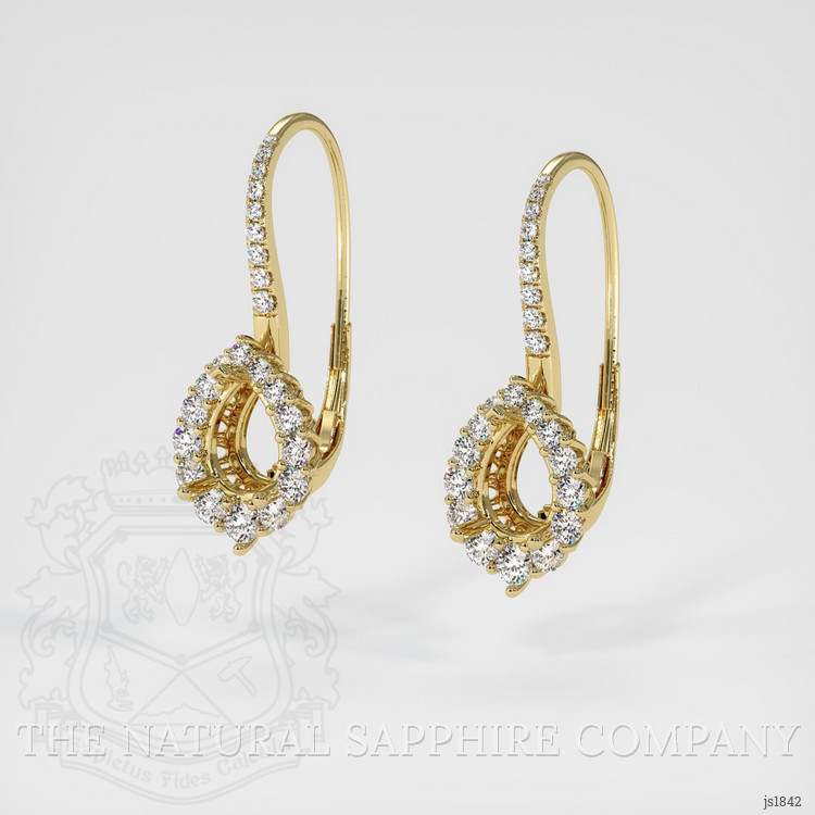 14K Yellow Gold Halo Earring Setting