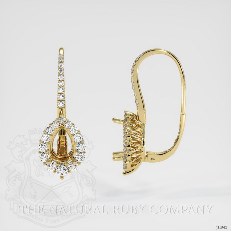 14K Yellow Gold Halo Earring Setting