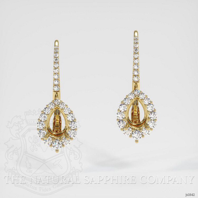 18K Yellow Gold Halo Earring Setting