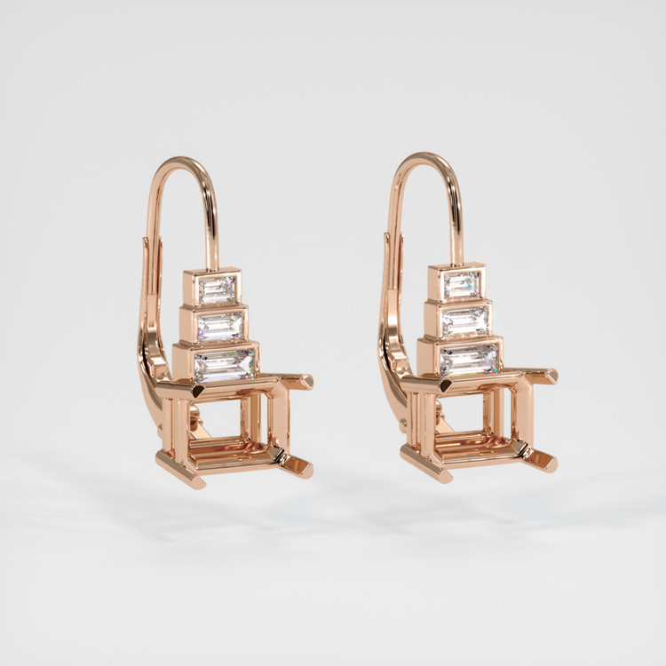 14K Rose Gold Antique Style Earring Setting