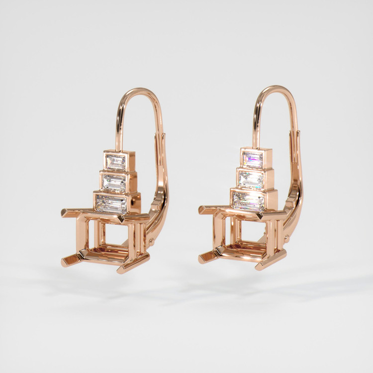 14K Rose Gold Antique Style Earring Setting