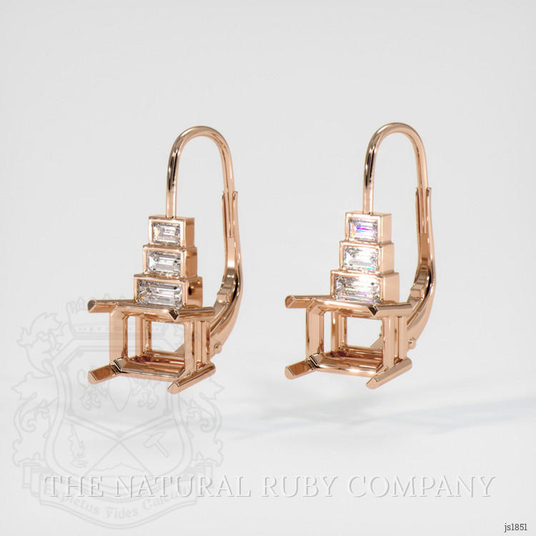 14K Rose Gold Antique Style Earring Setting