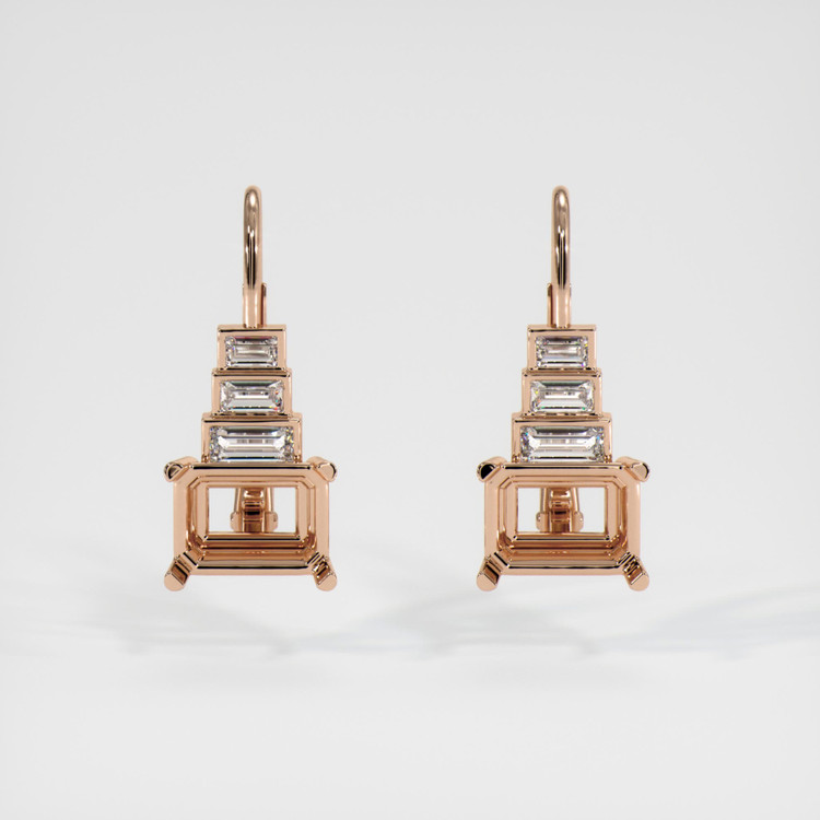 14K Rose Gold Antique Style Earring Setting