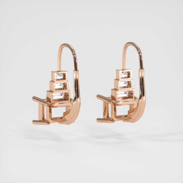 14K Rose Gold Antique Style Earring Setting