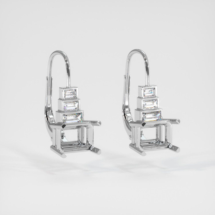 14K White Gold Antique Style Earring Setting