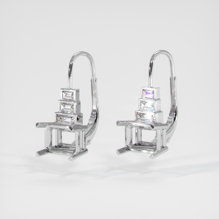 14K White Gold Antique Style Earring Setting