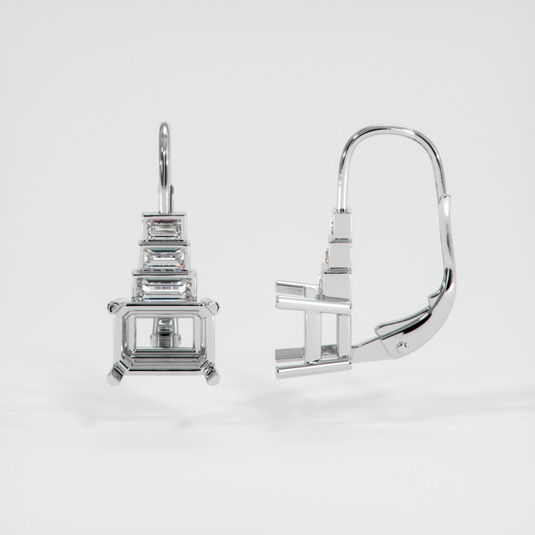 14K White Gold Antique Style Earring Setting