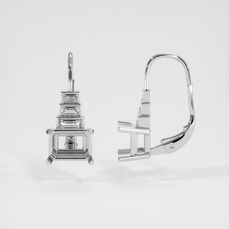 18K White Gold Antique Style Earring Setting