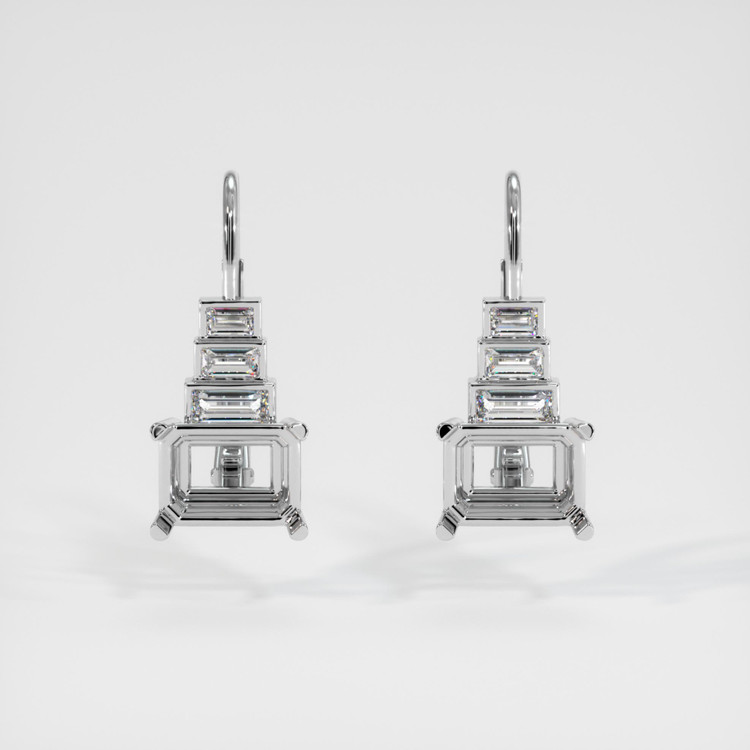 18K White Gold Antique Style Earring Setting