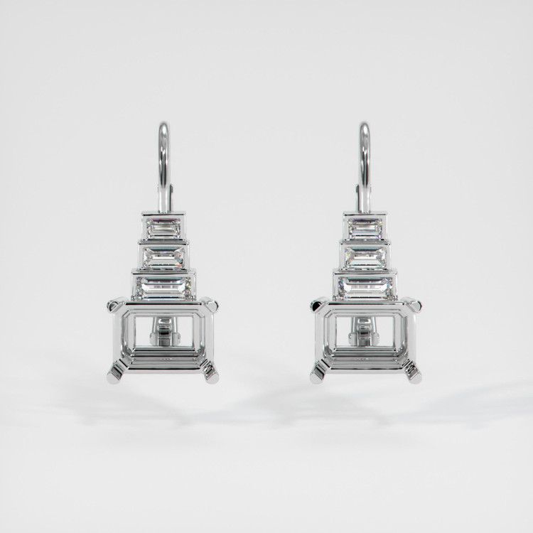 18K White Gold Antique Style Earring Setting