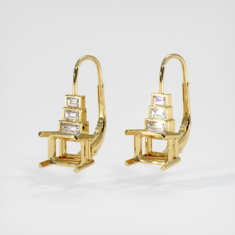 18K Yellow Gold Antique Style Earring Setting