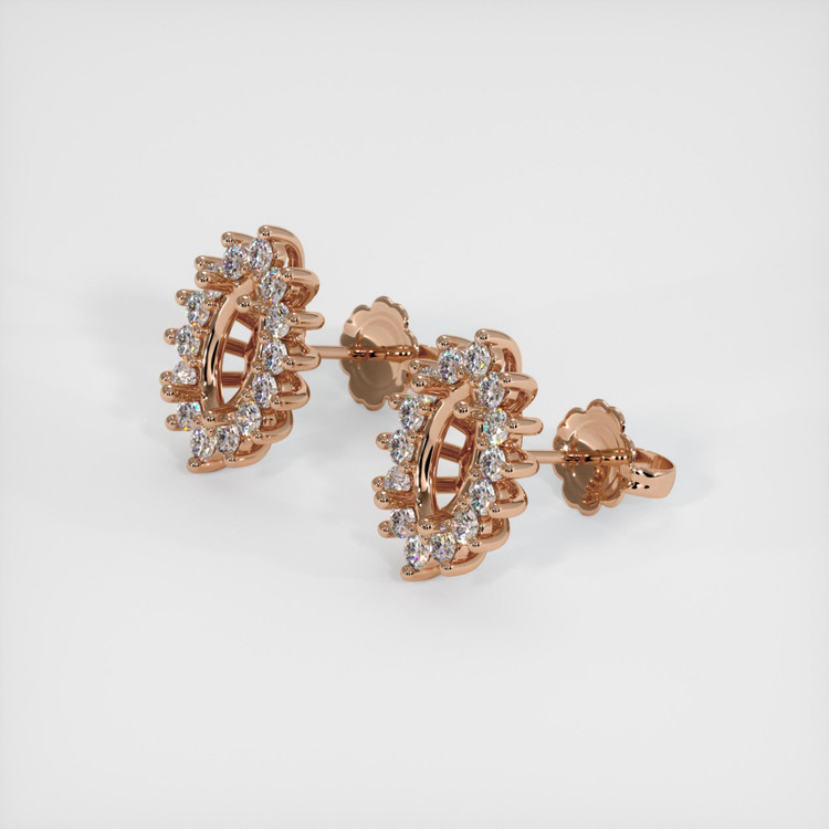14K Rose Gold Halo Earring Setting