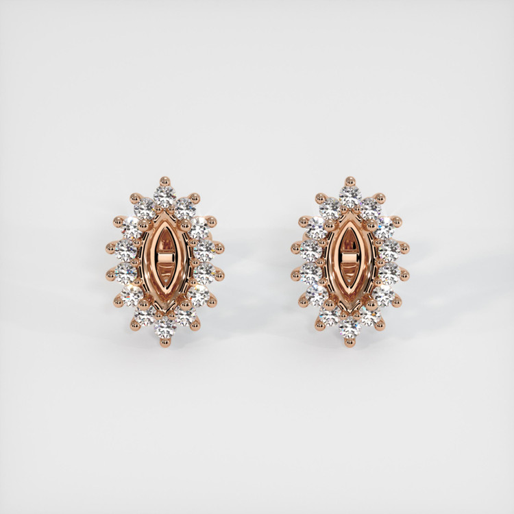 14K Rose Gold Halo Earring Setting