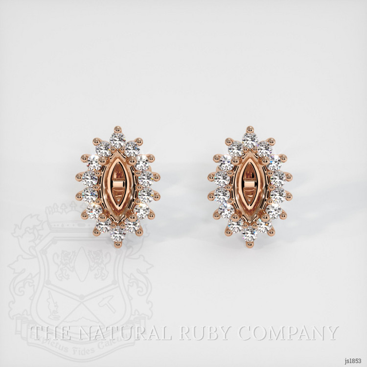 14K Rose Gold Halo Earring Setting