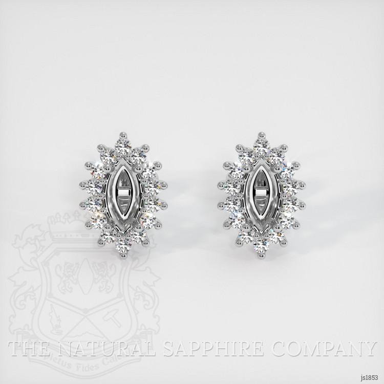 14K White Gold Halo Earring Setting