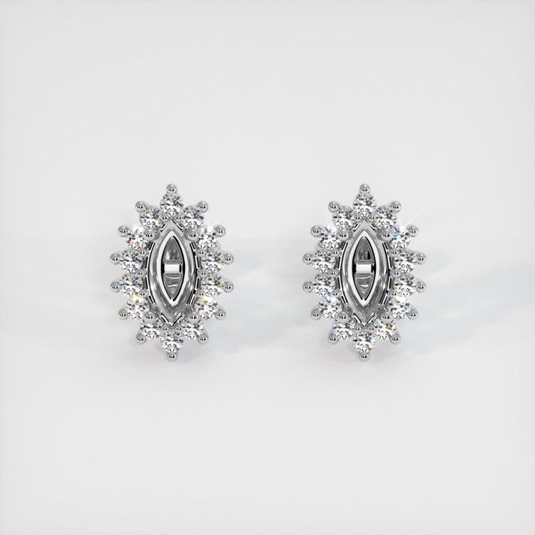 14K White Gold Halo Earring Setting