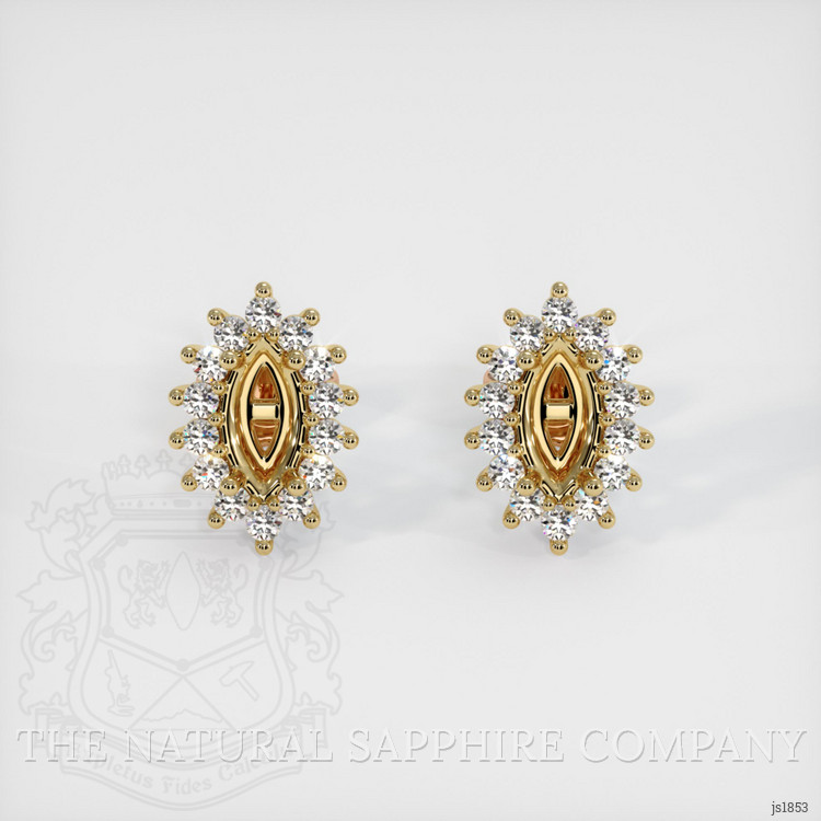 14K Yellow Gold Halo Earring Setting