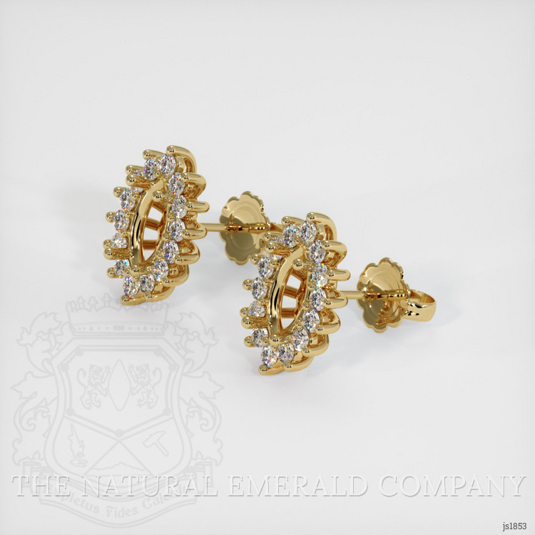 18K Yellow Gold Halo Earring Setting